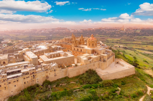 Imagen aérea de Mdina, en Malta