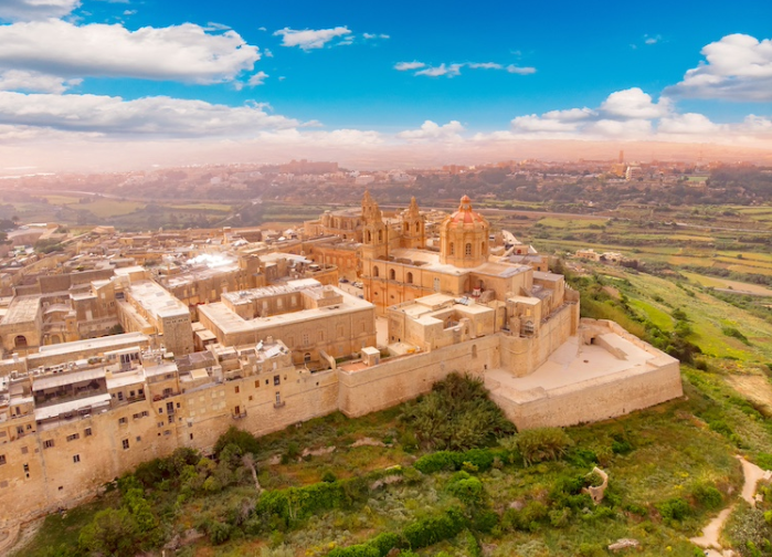 Imagen aérea de Mdina, en Malta