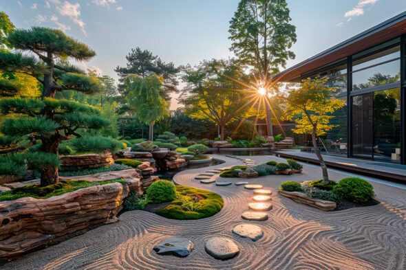 Jardín Japonés al atardecer